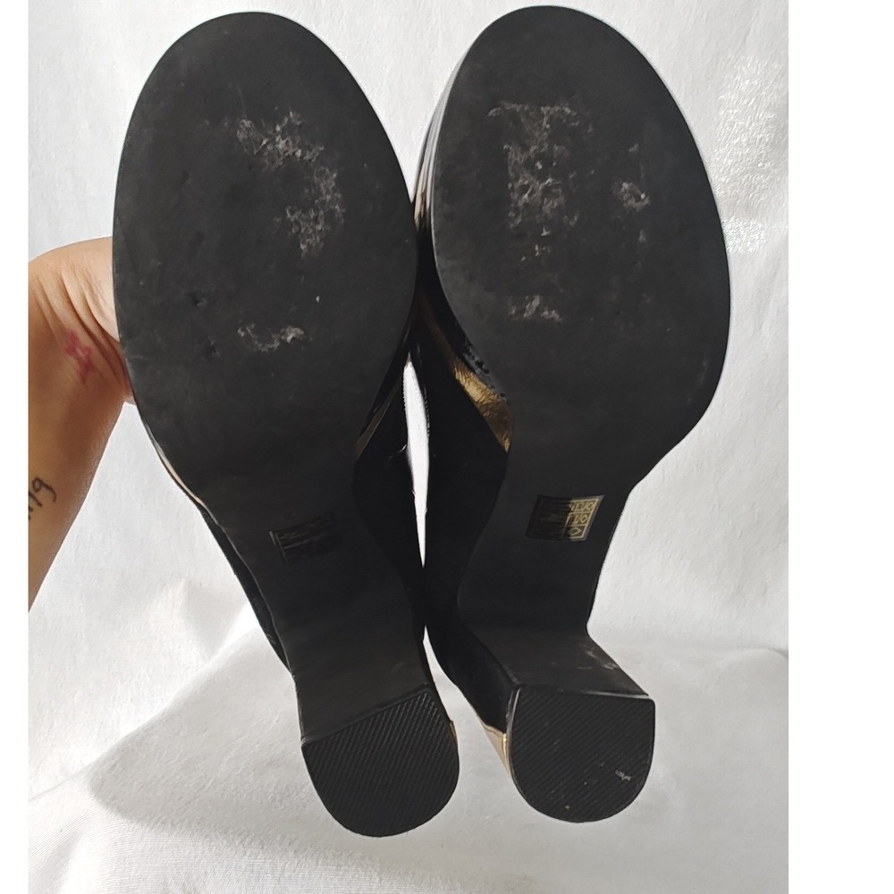 Jeffrey Campbell Bad Girl Platform Pumps Black Gold Metallic Peep Toe Heel 9 - Picture 10 of 10